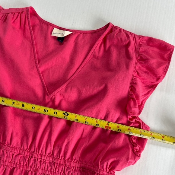 Universal Thread Sz L Flutter Sleeve Mini Dress Pink Elastic Waist Hand Pockets - Picture 9 of 10
